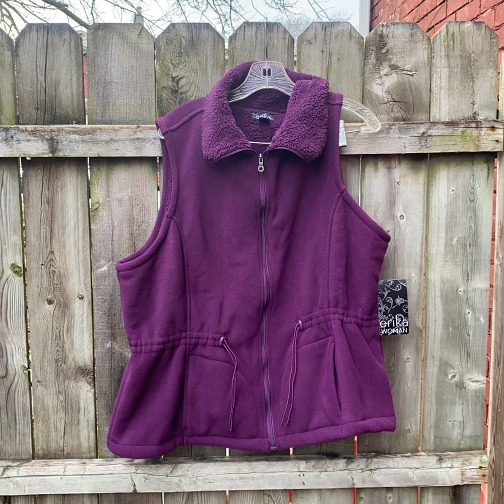 Erika Purple fleece vest sz. 1X NWT